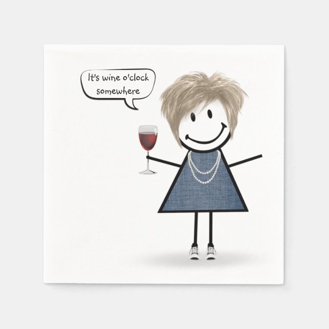Guardanapo De Papel Festa-garota com vinho tinto (Frente)