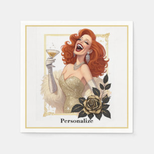 Guardanapo De Papel Festa Glam Luxe Diva Glamourosa em Dourado Persona