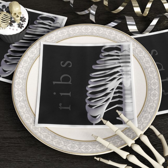 Guardanapo De Papel Festa Halloween Skeleton Bones Rib Cage Spooky (Criador carregado)