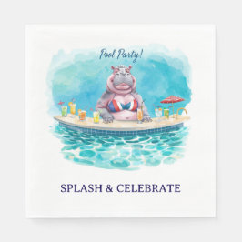 Guardanapo De Papel Festa na Piscina de 4 de Julho com Hipopótamo de B