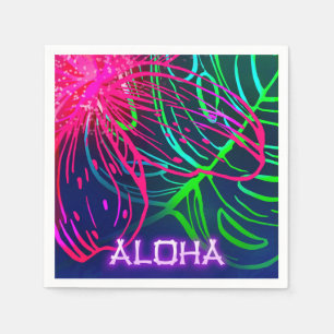 Guardanapo De Papel Festa Noturna Tropical Luau Elétrico Neon Aloha