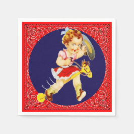 Guardanapo De Papel Festa Ocidental Pequena Vaquinha No Cavalo De Pau