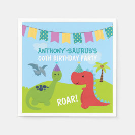 Guardanapo De Papel Festa Personalizada de Dinossauro Fofa