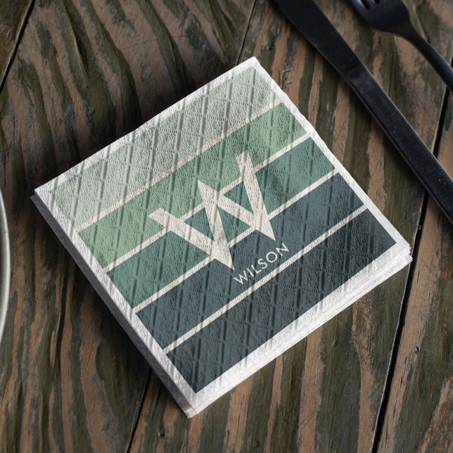 Guardanapo De Papel Festa Pessoal com Monograma de Listras com Gradien (Criador carregado)