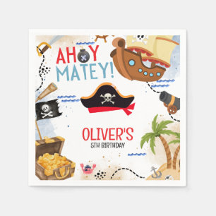 Guardanapo De Papel Festa Pirata para Crianças   Ahoy Matey Aniversári
