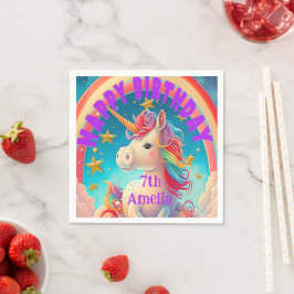 Guardanapo De Papel Festa Prevista de Pastel Birthday Unicorn