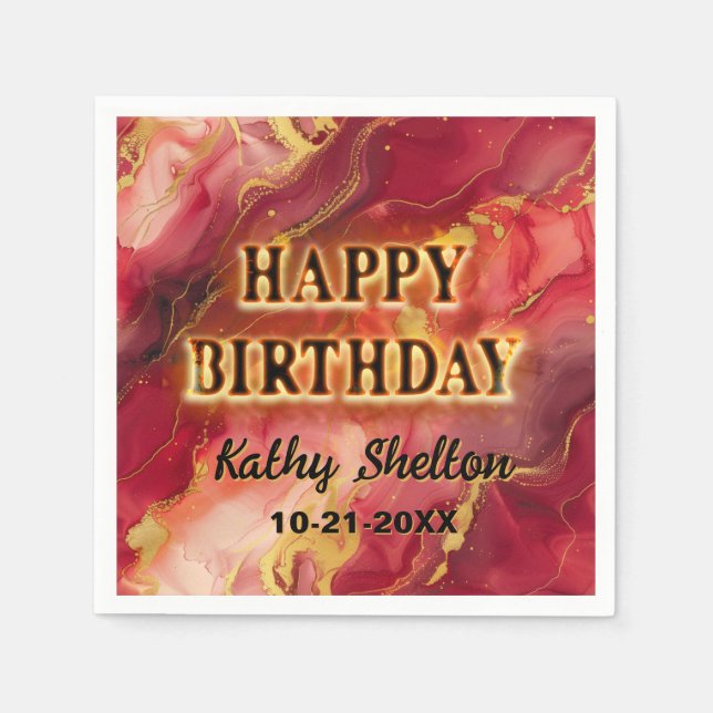 Guardanapo De Papel Festa Quente Vermelha e Dourada (Frente)