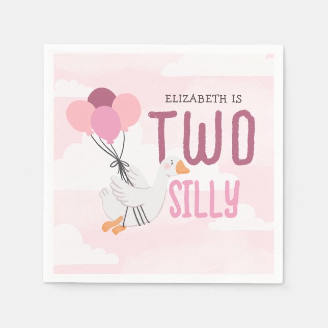Guardanapo De Papel Festa rosa de segundo aniversário ganso de dois Bo (Frente)