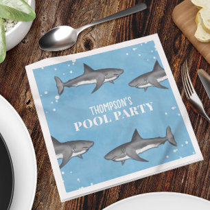 Guardanapo De Papel Festa Simples de Piscina Whimsical Tubarões Azul