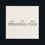 Guardanapo De Papel festa temática do clube de picleball<br><div class="desc">Elevem a vossa Festa Temida do Clube Pickleball com estes fraldos-coquetéis vibrantes concebidos para capturar o espírito enérgico do jogo. O pano de fundo lúdico mostra um sutil layout de campo de picleball, enquanto ilustrações vivas de remos e bolas infundem o design com um charme esportivo. Em cores clássicas de...</div>