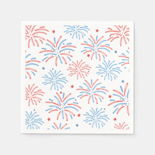 Guardanapo De Papel Festa Watercolor Fireworks no 4 de julho