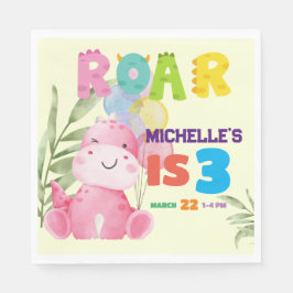 Guardanapo De Papel Festas de aniversário Bonitas De Dinossauro Menina