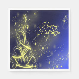 Guardanapo De Papel Festas de Árvore de Natal Douradas Estrelas Marinh