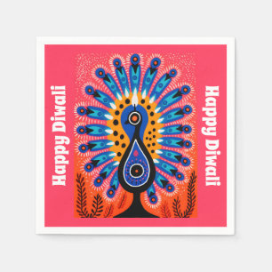 Guardanapo De Papel 🦚 Festival de Luzes de Arte Pop: Diwali Peacock