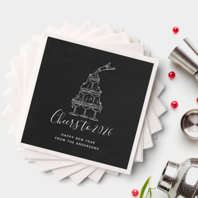Guardanapo De Papel Festive Black New Years Eve Party Paper  (Criador carregado)