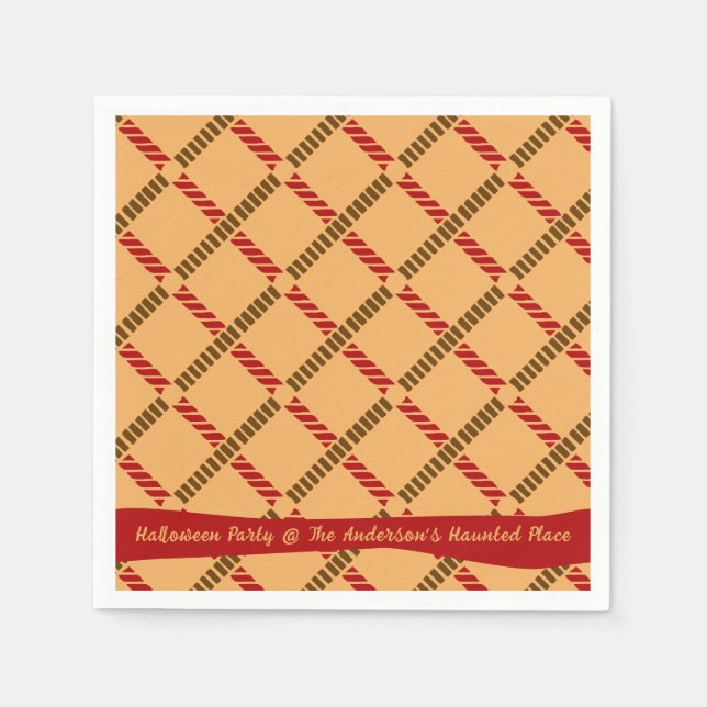 Guardanapo De Papel Festive Ochre Retro Rope Check Halloween Party (Frente)