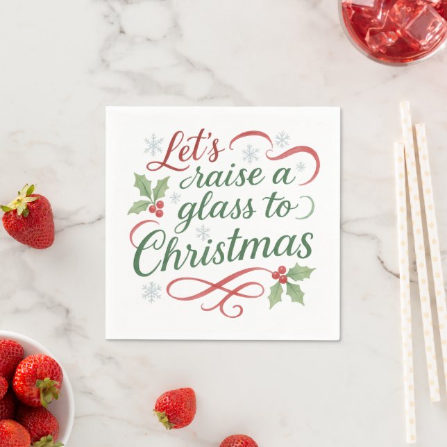 Guardanapo De Papel Festive Quote Raise a glass to Christmas  (Insitu)