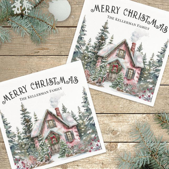 Guardanapo De Papel Festive Winter Christmas (Festive Winter Merry Christmas Napkins)