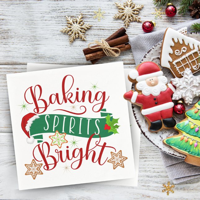 Guardanapo De Papel Festivo Baking Espíritos Brilhantes Natal (Festive Baking Spirits Bright Christmas Napkins)