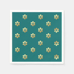 Guardanapo De Papel Festivo Moderno Teal e Dourado Natal Daisy