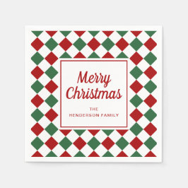 Guardanapo De Papel Festivo Vermelho Cheques Feliz Natal
