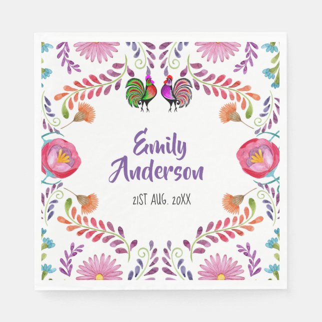 Guardanapo De Papel FIESTA Artigos para Festa Personalizados Flores de (Frente)