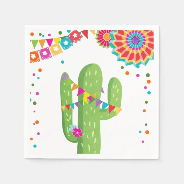 Guardanapo De Papel Fiesta Paper Napkin Mexicano Cactus Floral Birthda (Frente)