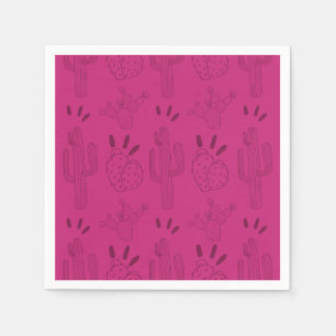 Guardanapo De Papel Fiesta Paper Napkin Mexicano Cactus Floral Rosa