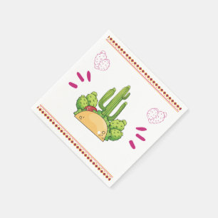 Guardanapo De Papel Fiesta Taco Simple Mexicano Cactus Floral