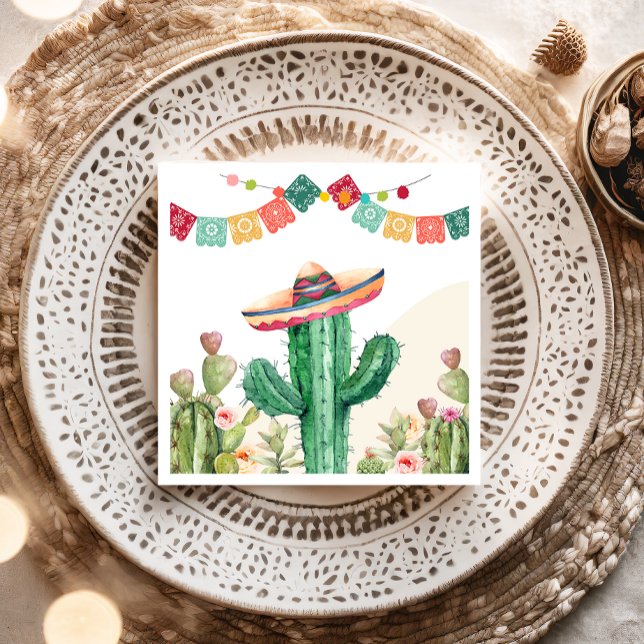 Guardanapo De Papel Fiesta Watercolor Cactus - Partido Mexicano Sucule (Criador carregado)