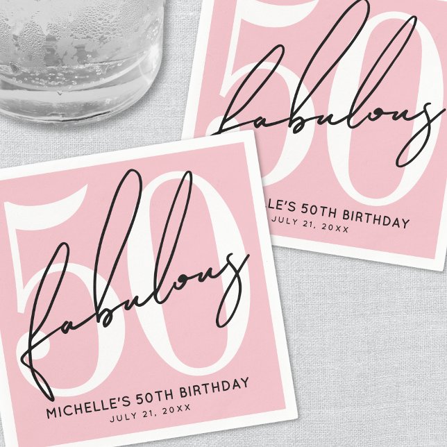 Guardanapo De Papel Fifty And Fabulous Blush Pink 50th Birthday (Fifty And Fabulous Blush Pink 50th Birthday Napkins)