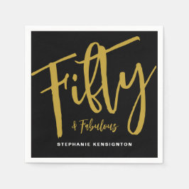 Guardanapo De Papel Fifty and Fabulous Bold Script 50th Birthday Party