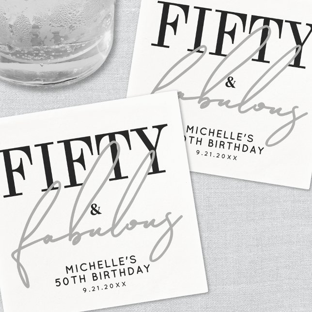 Guardanapo De Papel Fifty And Fabulous Modern 50th Birthday Party (Fifty And Fabulous Modern 50th Birthday Party Napkins)