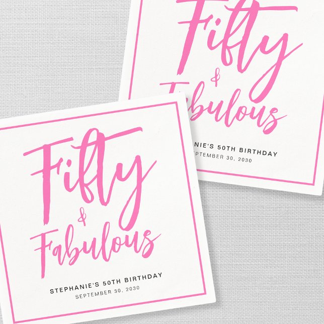 Guardanapo De Papel Fifty and Fabulous Name Date 50th Birthday Party (Criador carregado)