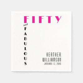 Guardanapo De Papel Fifty and Fabulous Name Date 50th Birthday Party