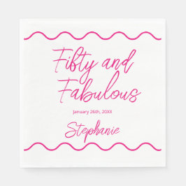 Guardanapo De Papel Fifty and Fabulous Pink Script