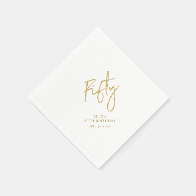Guardanapo De Papel Fifty Gold Lettering 50th birthday Paper Plates (Canto)