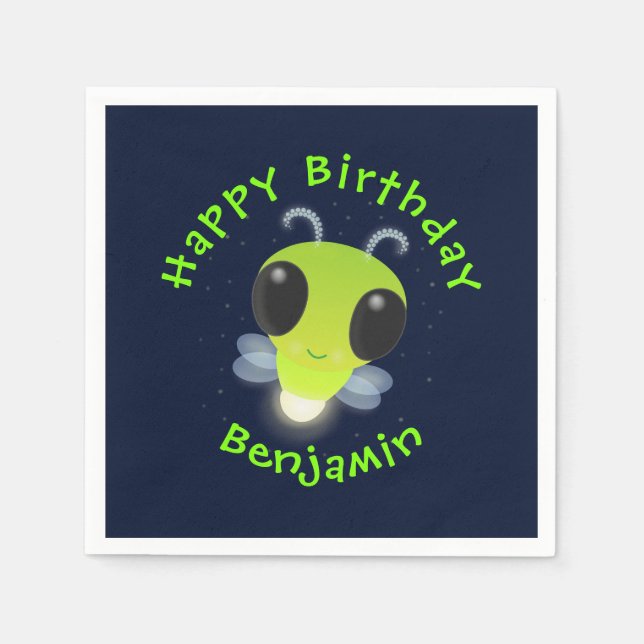 Guardanapo De Papel Figura de desenho animado com inseto brilhante ver (Frente)