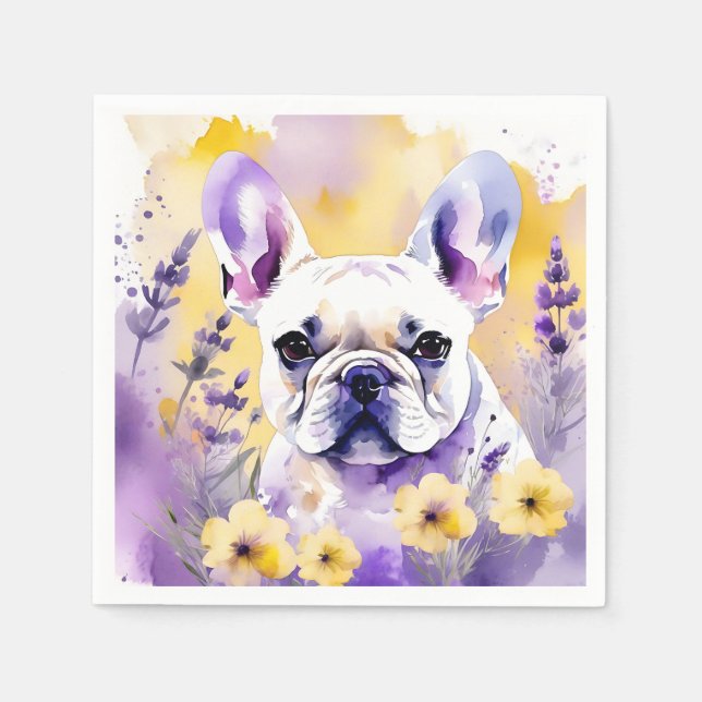 Guardanapo De Papel Filhote de Cachorro com flores silvestres (Frente)