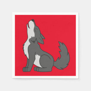 Guardanapo De Papel Filhote de cachorro de lobo cinzento que urra
