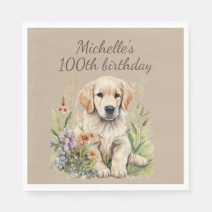 Guardanapo De Papel Filhote de Retriever Dourado Fofo de 100 Anos de I