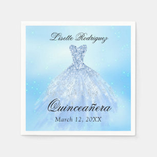 Guardanapo De Papel Filhote de Vestido Azul Quinceanera Personalizada