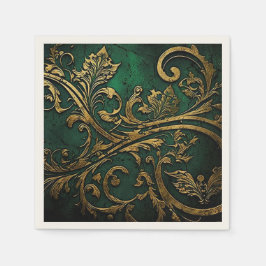 Guardanapo De Papel Filigre - Verde e Dourado