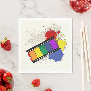 Guardanapo De Papel Filme Colorido em Faixa de Filme Arte Pop