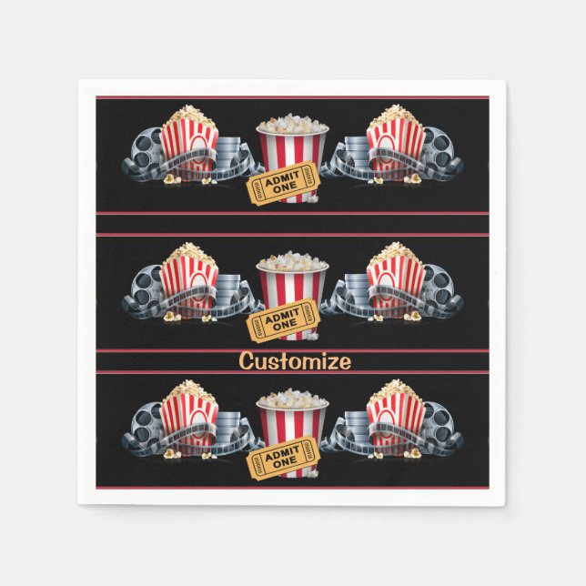 Guardanapo De Papel Filme Personalizado Noite Popcorn Napkins (Frente)