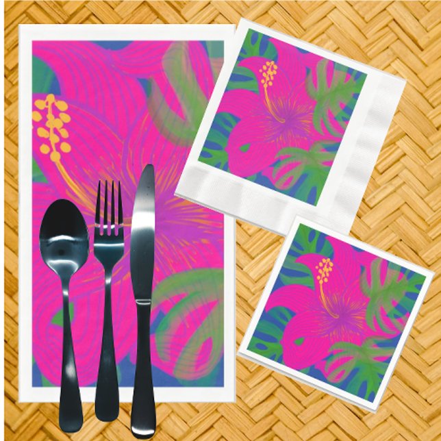 Guardanapo De Papel Filodendro de Hibisco Tropical (Perfect for your summer entertaining!)