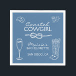 Guardanapo De Papel Fim de semana de despedida de solteira da Cowgirl<br><div class="desc">Guardanapo de Fim de semana de despedida de solteira da Cowgirl Costeira Este guardanapo de Fim de semana de despedida de solteira da Cowgirl Costeira apresenta um layout desenhado à mão com ilustrações desenhadas à mão junto com fonte manuscrita! Você tem liberdade para criar algo exclusivamente seu! Edite facilmente as...</div>
