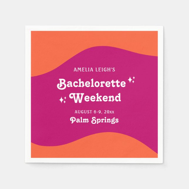 Guardanapo De Papel Fim de Semana de Despedida de Solteira Retro de Pô (Frente)