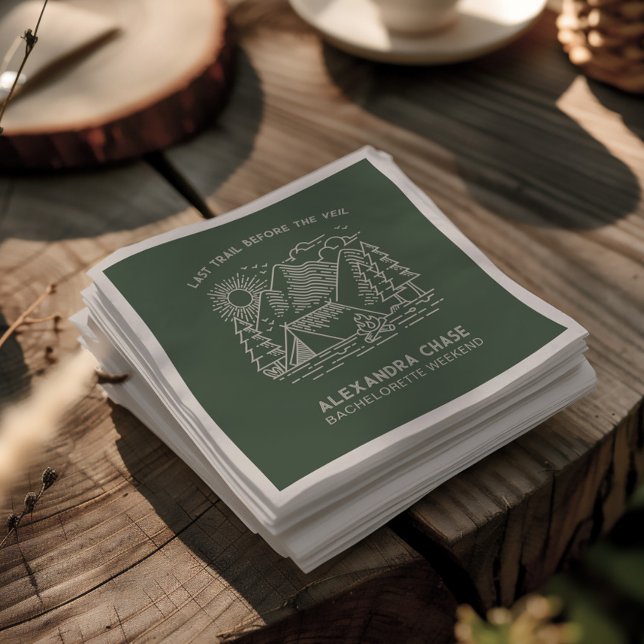 Guardanapo De Papel Fim de Semana Rustic Green Camp Bachelorette (Rustic Green Camp Bachelorette Weekend Napkins)