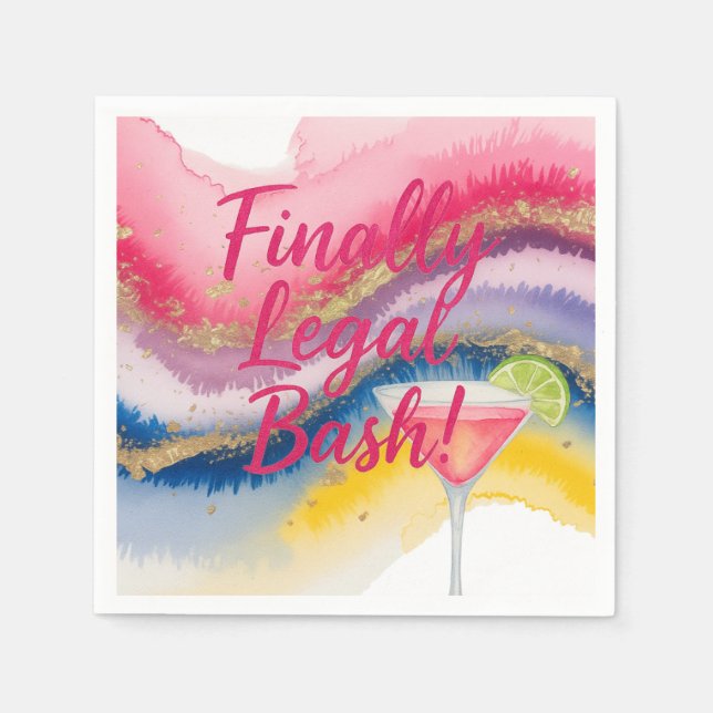 Guardanapo De Papel Finalmente, 21ruas. Aniversário da Glitter de Aqua (Frente)